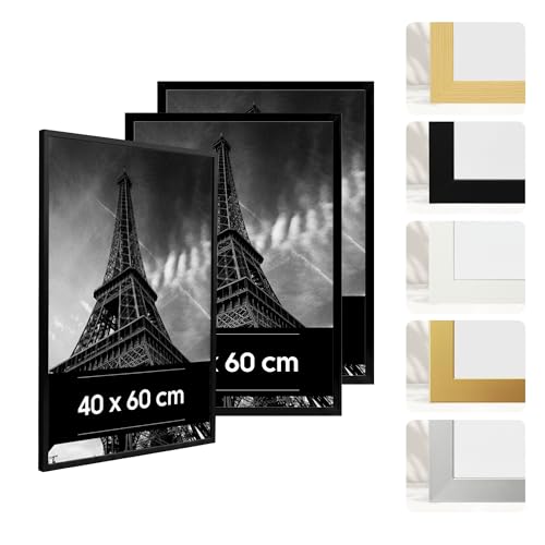 Estancia 3 Stück Schwarze Bilderrahmen aus Kunststoff 40 x 60 cm 3er-Pack 40x60 cm Rahmen mit Bruchsicherem Acrylglas Moderner Fotorahmen für Wände und Tische