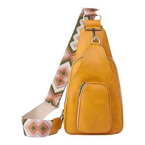 Sac de taille aspect cuir jaune, sacoche bandoulière femme unie