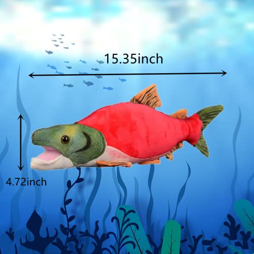 Tiny Heart Realistic Red Salmon Plush Toy, Super Soft Cute Realistic Fun Ocean Fish Stuffed Plush Animal Gift Decoration For Boys And Girls Gift Decoration For All Ages And Occasions… #TOP4