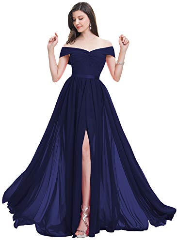 long black off the shoulder bridesmaid dress