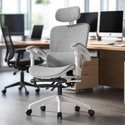 Cadeira De Escritório Ergonômica Reclinável Até 145° Com Apoio Para Os Pés