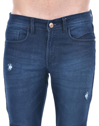 Image of Numero Uno Men'S Dark Blue Super Skinny Fit Distressed Sustainable Jeans