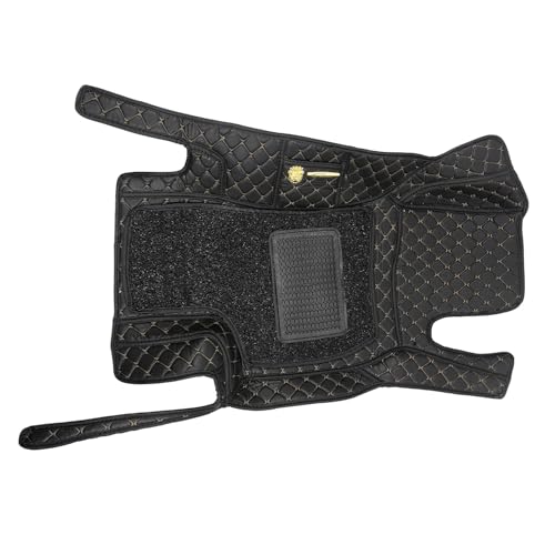 Image of Auto Ride 7D Luxury Car Mats for Mg Hector Plus (7 Seater)| Ultra-Premium PU Leather | Waterproof, Dustproof & Anti-Slip | Custom Fit All-Weather Floor Mats | Color : Black & Beige