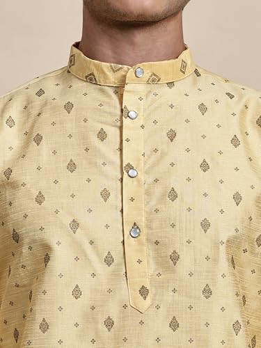 SKAVIJ Men's Art Silk Printed Kurta Pajama Set Ethnic Motifs Block Print Festive Party Dress3