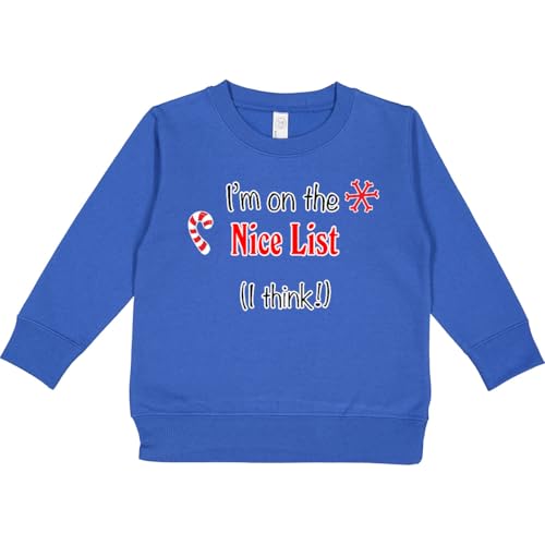 inktastic I'm on the Nice List (I Think) with Candy Cane Toddler Sweatshirt 5-6 Royal 38bcb