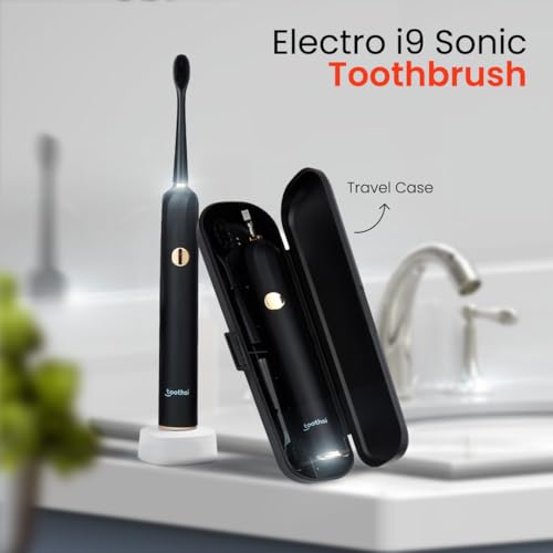 Image of Toothsi Electro i9 Sonic Electric Toothbrush | Smart Electric Toothbrush for Men & Women | with 6 Modes & 5 Brush Heads | IPX 7 Waterproof | Rechargeable | Oral Care | Black