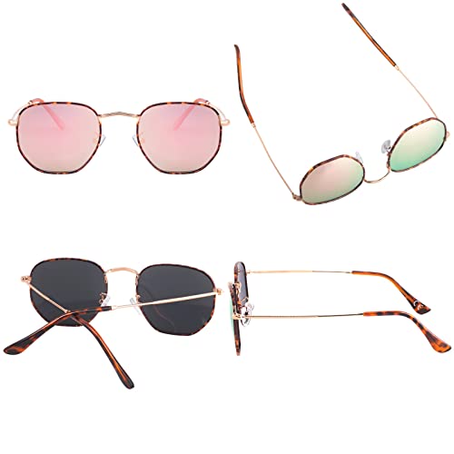 Image of Hipster Hexagonal Polarized Sunglasses Men Women Geometric Square Small Vintage Metal Frame Retro Shade Glasses