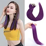 Colored Clip In Hair Extensions 100% Real Human Hair, Purple Hair Extensions Clip In Human Hair 18...