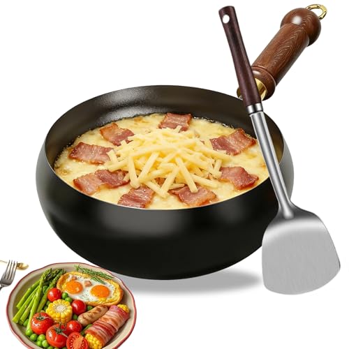 Olla japonesa de hierro fundido con tapa de madera y espátula