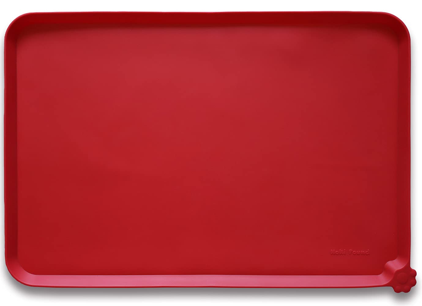 Hoki Found Grand tapis de gamelle en silicone antidérapant pour chien et chat – Tapis de nourriture imperméable pour chien et chat – Rouge classique