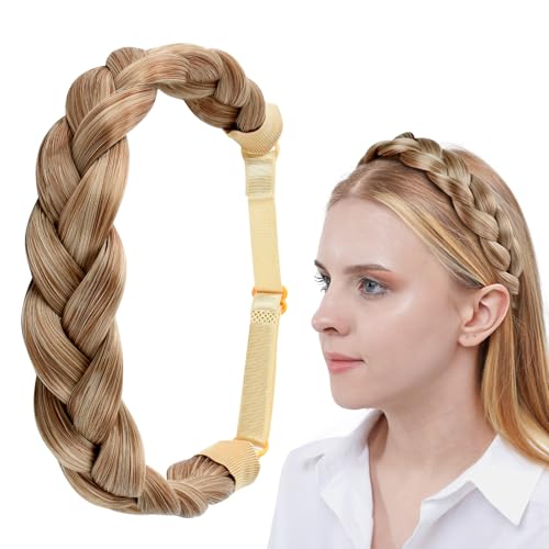 Geflochtenes Haarband, 3 Stränge Haarband Geflochten, Verstellbarer Geflochtenes Stirnband, Elastische Geflochtener Haarreif für Damen Mädchen, Geflochtener Zopf Haarbands für Hochzeit Oktoberfest