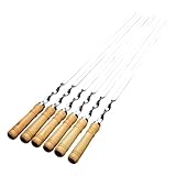 HTU 55 cm Grillspieße, Schaschlikspieße aus Edelstahl mit Holzgriff, Metallspieße zum Grillen von Fleisch und Kebab, Kochen im Freien