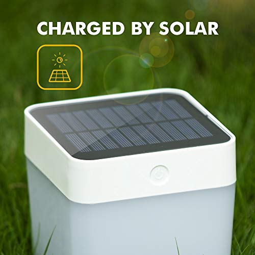 Lutec Table Cube Light 100 Lumen 1 Watt 3 Led Simple Touch-Button Operation 3 Step Dimmer Portable & Moveable Solar Table Light Outdoor,Waterproof Exterior Atmosphere Lighting For Patio, Tent #TOP1