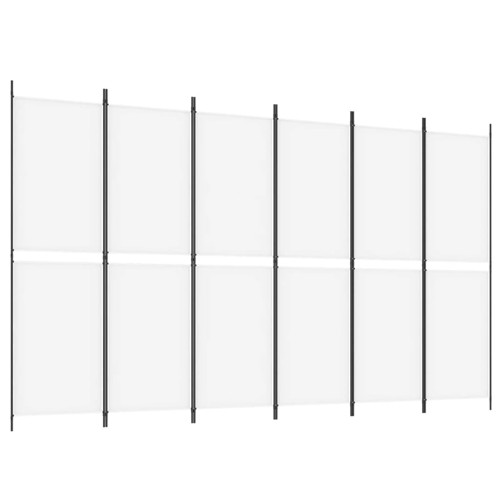 vidaXL 6-Panel Room Divider White 300x180 cm Fabric