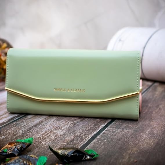 Image of Customized Photo Women Wallet RFID Safe - Photo and Text Engraved on Mini Non Leather Ladies Hand Purse, Birthday or Anniversary or Valentine's Day Personalized Gift for Girls or Woman (Green)