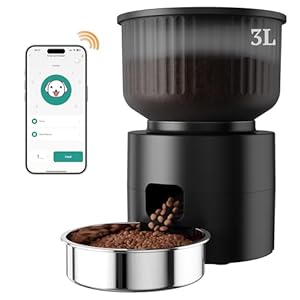 Automatic Cat Feeder, WiFi Cat Feeder with APP Control for Remote Feeding, Detachable Cat Food Dispenser for Easy Clean, 3L Auto Pet Feeder for Cats & Small Dogs, Up to 10 Meals Per Day, Black