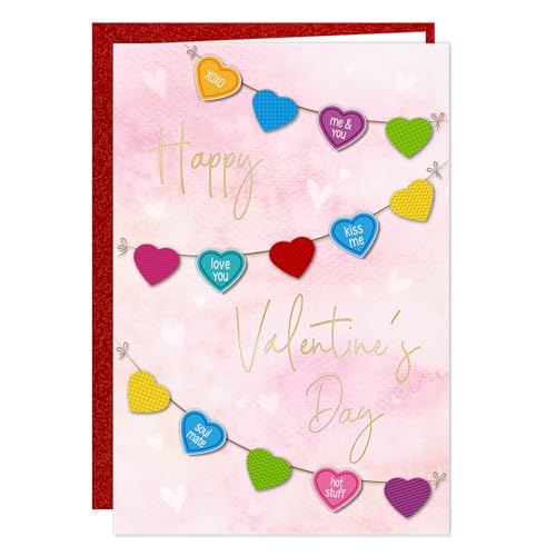 FLYAB Happy Valentine's Card with Envelope - 3D Hearts Romantic Valentines Day Card Gold Foil Funny Gift for Him Her Wife Husband Girlfriend Boyfriend(5.5x8 Inch )