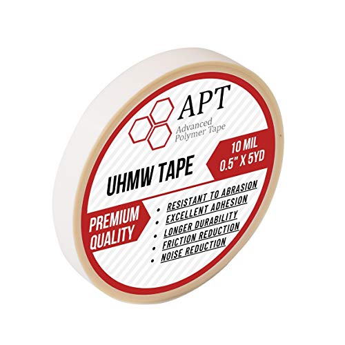 APT, UHMW (Ultra-high Molecular Weight) Polyethylene Tape, Resists Abrasion, Impact, for Surface Protection and Friction and Noise Reduction for Lining Sliding Surfaces. (0.5" x 5Yds, 10 Mil UHMW)