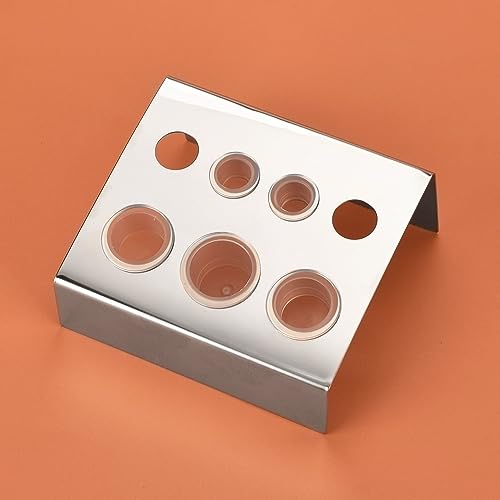 zalati Tattoo Ink Cup Holder 2pcs Pigment Cup Rack Stainless Steel for 7 Caps Tattoo Workyop Supplies, metallic silver, Medium - Image 2
