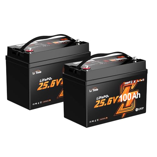 Image of LiTime 2 Pack 24V 100Ah Group 31 Bluetooth Lithium Battery for Trolling Motors - Mini Size, 6000+ Deep Cycles, Low-temp Cutoff Protection