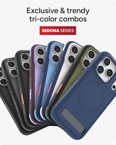 Image of ZAGG Sedona Snap Case with Kickstand for iPhone 17 Pro - Navy Blue, Drop Protection (13ft /4m), Multi-Layer Protection, with Camera Button, MagSafe Phone Case with Impact-Absorbing Bumpers