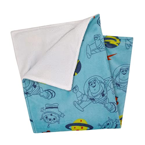Image of Disney Toy Story Aqua, Lime and Orange Buzz Lightyear Super Soft Sherpa Baby Blanket