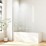 Hopibath Duschwand für Badewanne 130x140 cm 3-teilig Faltbar Pendeltür Duschtrennwand...