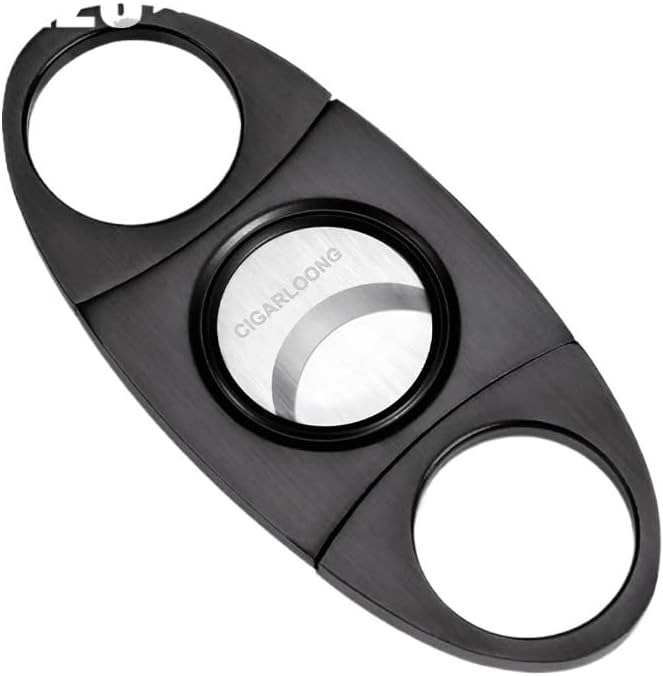Cigar Cutter Stainless Steel Metal Classic Guillotine Scissors Puncher Slicer Portable Accessories Tool Case(B)