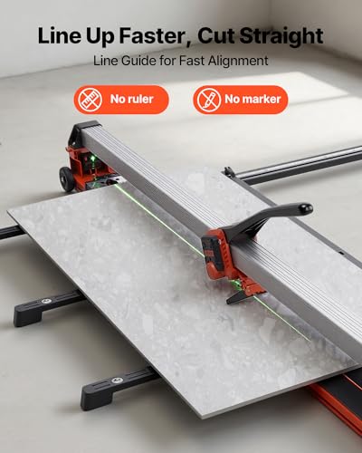 Image of VEVOR 63-Inch Manual Tile Cutter, Upgraded Rail and Sliding Head, Precision Alignment Guide, Tungsten Carbide Cutting Wheel, Support Legs with Swivel Wheels, for DIY Pros, Ceramic, Floor, Wall Tiles