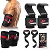 Elbow Wraps & Lifting Hooks & Wrist Straps Bundle for Weightlifting Support