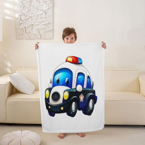 Image of Feelyou Boys Car Blanket Kids Cartoon Police Car Throw Blanket Super Soft Children Toddler Fleece Sherpa for Couch Bed Sofa Boy Cute Vehicle Plush Fuzzy BlanketBaby 30''x40''