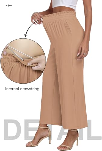 DILIUXING Womens Wide Leg Pants High Waisted Casual Drawstring Trousers Loose Adjustable Pants with Pockets4