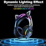 Gaming Headset with Microphone, Cat Ears Headphones for PC/PS4/PS5/Switch, RGB Backlight & Virtual Surround Sound, Lightweight Over Ear Headphones with Auto-Adjustable Headband