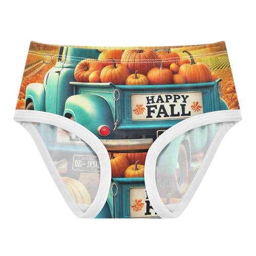 Autumn Harvest Truck Toddler Underwear Floral 2t Cotton Little Girl Panties Funny Kids Briefs Undies