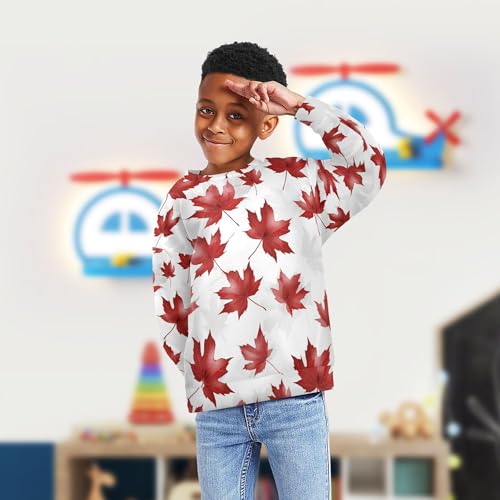 JUNZAN Canadian Red Maple Leaf Little Girls Sweatshirt Hoodie Crewneck Hoodies for Girls Athletic 4T4
