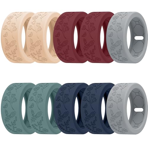 SZJCLTD 10 Pack Floral Engraved Cover for Oura Ring Gen 4/4 Ceramic/3 Horizon/Heritage, Support Charging with Cover on, Anti-Scratch Silicone Oura Ring Case Protector for Working Out, Gym & Daily Use