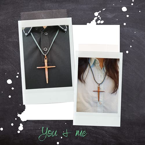 Rustic Cross Necklace For Men- 24’’ Genuine Leather- Mens Cross Necklaces – Nail Cross Necklace For Women Leather Cord – Christmas Cross #TOP1