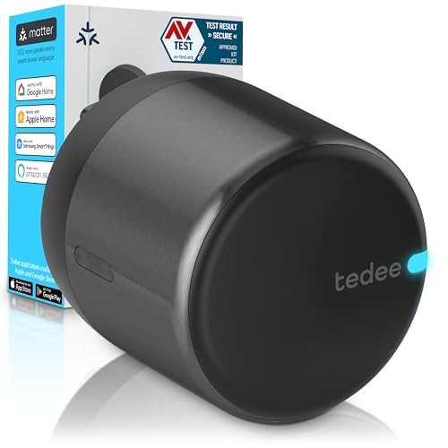 Tedee GO2 Alu Serratura Smart Intelligente Retrofit | Sblocco Automatico Bluetooth Accesso senza chiave | Matter, Apple HomeKit, Alexa, Google Home | Senza Cambiare Cilindro