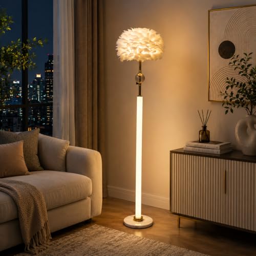 Image of Premium Decorative LED Floor Lamp & Glass Art Collection - Modern FlloNight Light - Unique Aesthetic Home Gift (Liora)