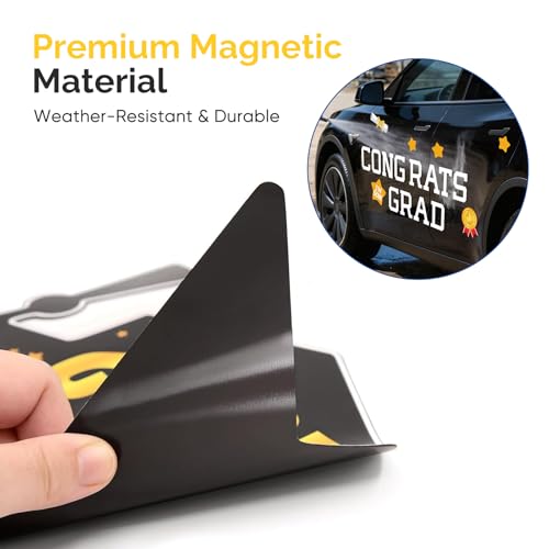 Image of 2026 Graduation Car Decorations - Congrats Grad Magnetic Banners for Car Parade Signs - White Graduation Party Decor