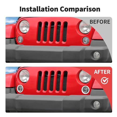 Image of JWWY Front Bumper Grill Insert Turn Signal Light Cover Trim Compatible with 2007-2017 Jeep Wrangler JK Exterior Accessories ABS 2PCS White