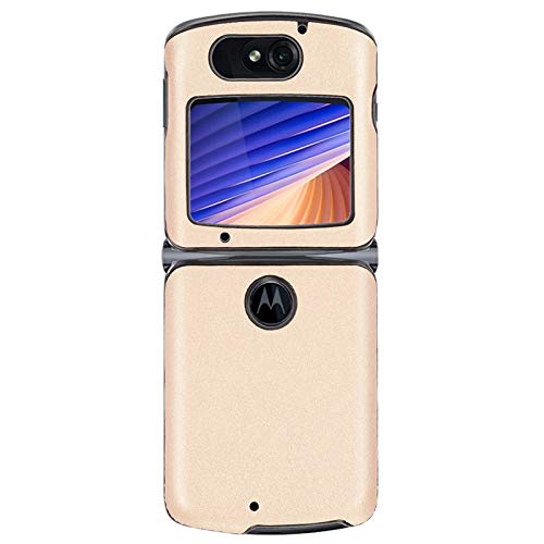 Compatible with Motorola Razr 5G Case Full Cover Ultra Thin Matte Anti Slip Scratch Resistant Imitation Leather Protective Durable and Stylish Back Shell (Gold)