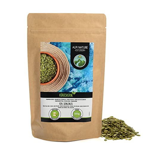 Graines de citrouilles crues (500g), graines de courge pelées, naturelles et non salées, issues de culture contrôlée