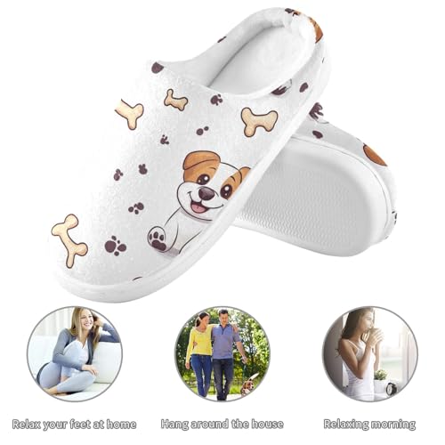 JUNZAN Cute Cartoon Dogs Women Cotton Slippers Comfortable Memory Foam Travel Slippers for Spa Birthday Presents 6-73