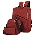 Generic Kindergarten Rucksäcke Für Mädchen Männer Rucksack dreiteilige einfarbige Computertasche Business Bag Schulter wasserdicht lässig passende Tasche Rucksäcke Für Damen (Wine, One Size)