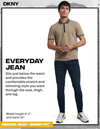 Image of DKNY Mercer Men's Skinny Jeans - Premium Stretch Denim Pants with Classic 5 Pocket Design | Skinny Fit Stretch Jeans for Men