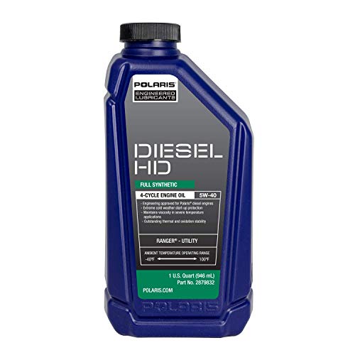 Polaris Diesel HD SAE 5W-40 Full Synthetic Oil 4 Cycle for Specific RANGER Diesel Models, Extreme Cold Weather Start Up Protection, Outstanding Thermal & Oxidation Stability, 1 Quart - Part 2879832