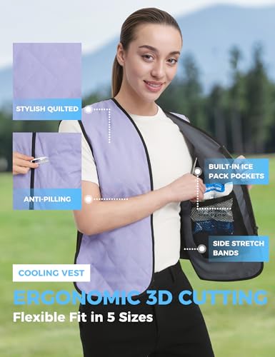 HENNCHEE Cooling Vest for Men & Women Ice Vest with 12 PCS Ice Packs, Body Cool Clothing for Hot Weather Outside Activities Purple XL2