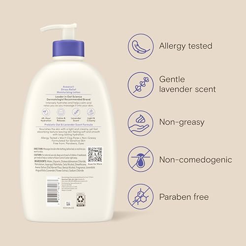 Aveeno Stress Relief Moisturizing Body Lotion, Lavender Scent, 33 fl. oz - image 9