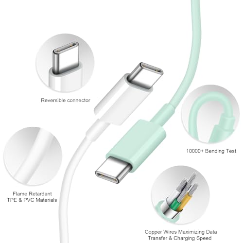 Image of iPhone 17 16 15 Charger Fast Charging 30W USB C Chargers Block Type C Charger 2 Pack 6FT Cord for iPhone 17 /17 Plus /17 Pro Max /Air /16 /16 Plus /16 Pro Max /15 Pro Max /iPad Pro /Samsung(Green